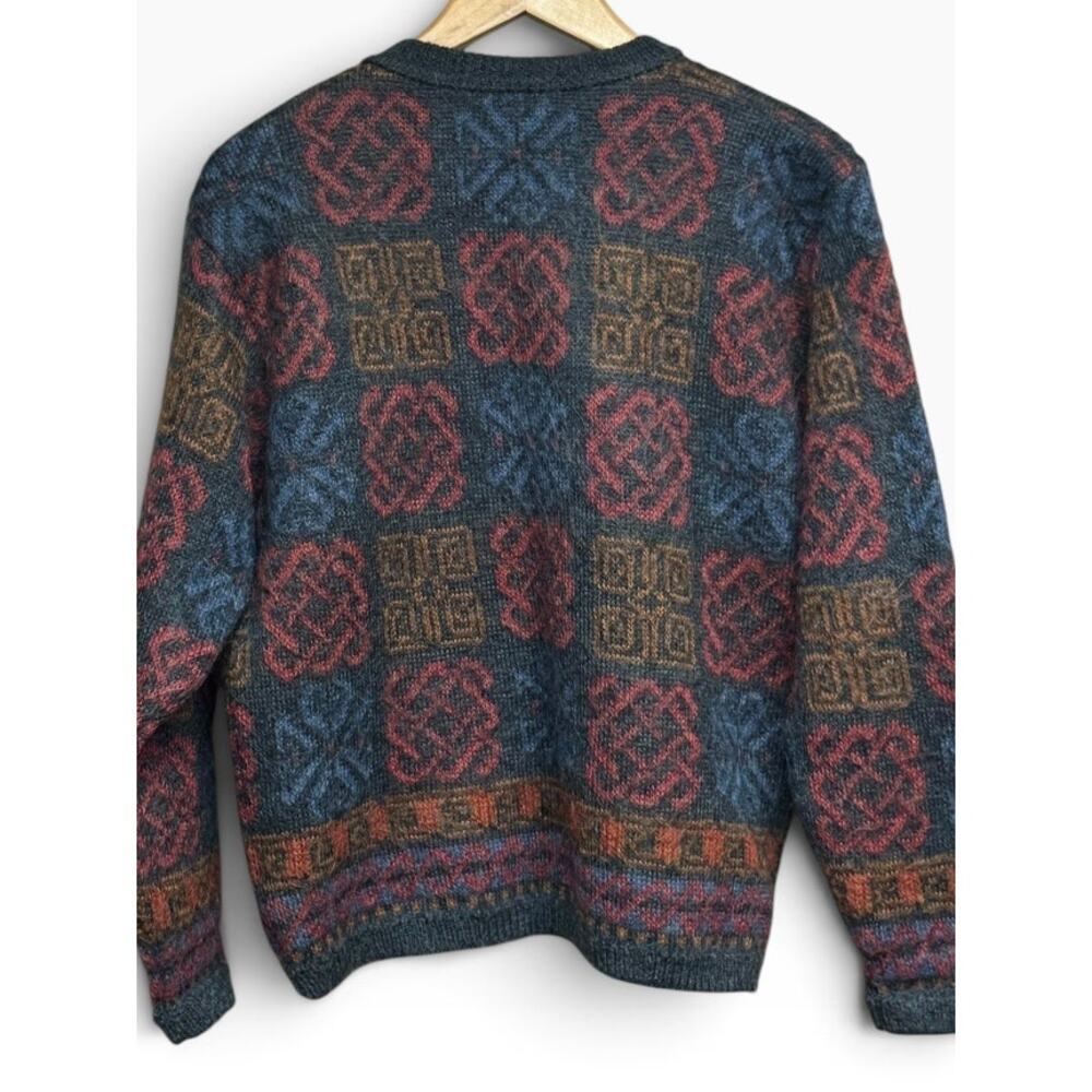 Vintage 90s Equorian Heritage Mohair Cardigan Size Large Celtic Gold Buttons - Picture 4 of 8